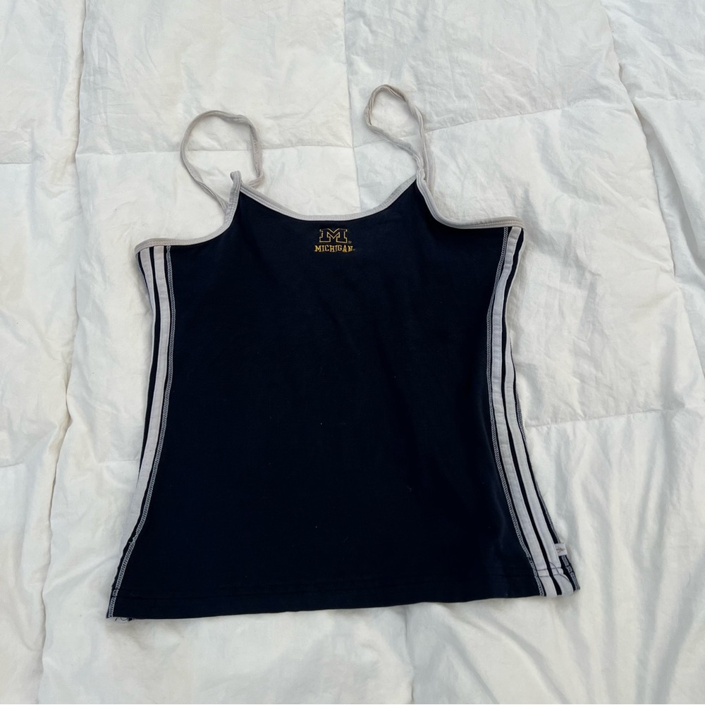 90’s Michigan Antigua Navy and White Women's Camisole